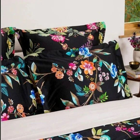 Johnny Was Decklyn Pillow Case Silk Flower Zipper Navy Blue Pink Home 2 pc NEW