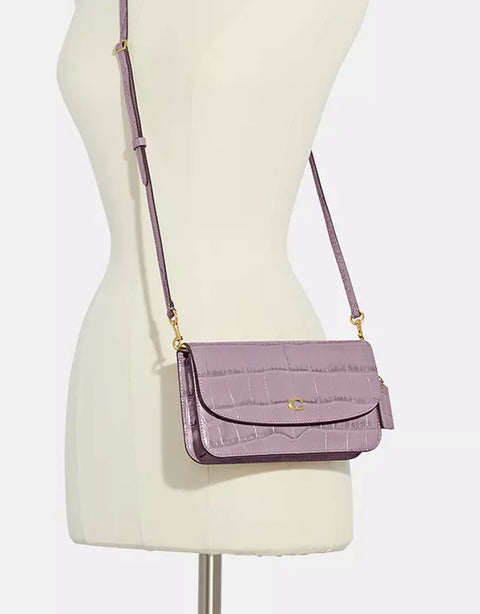 Coach Embossed Croc Hayden Crossbody Leather Handbag Bag Ice Purple Purse NEW