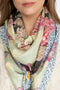 Johnny Was Kopari Flowers Silk Scarf Large Floral Pink White Grey Tassels Scarves NEW