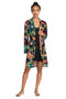Johnny Was Camella Robe Lingerie Black Flower Home Lounge Floral Sleep Robe NEW