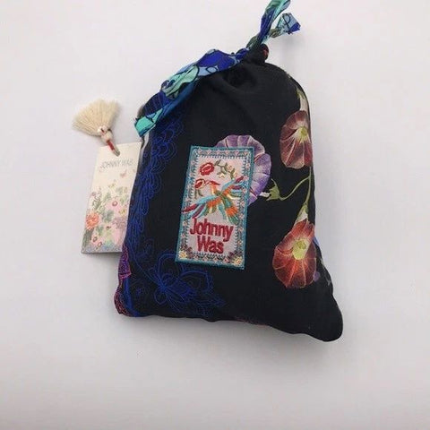 Johnny Was Decklyn Pillow Case Silk Flower Zipper Navy Blue Pink Home 2 pc NEW
