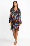 Johnny Was Sognatore Neros Sleep Robe Home Lounge Wear Floral Cotton Black New