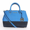Michael Kors Sutton Medium Colorblock Satchel Heritage Blue Handbag Purse New