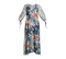 Johnny Was Sunrise Surf Swim Resort Cover Up Long Dress V Neck Flower Blue NEW