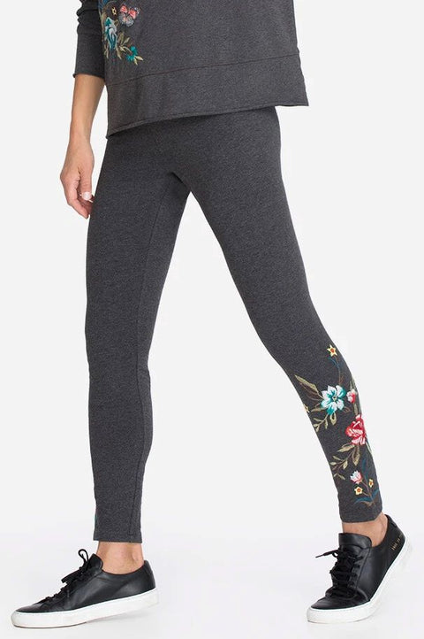 Johnny Was Gen French Terry Pullover Floral Embroidered Top Sweatshirt Black New