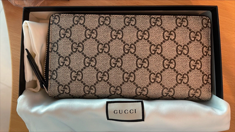 Gucci Tiger GG Canvas Monogram Long Zipper Wallet Brown Italy Box Wallets New