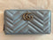 Gucci GG Marmont Ice Light Chevron Blue Continental Wallet Blue Leather New