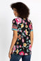 Johnny Was Lookout Favorite Swing Tee Shirt Crew Neck Blouse Floral Black Top NEW