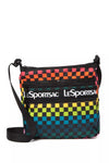 LeSportSac Rainbow Checkers Handbag Zipper Crossbody Bag Pink Yellow Purse NEW