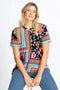 Johnny Was Lookout Favorite Swing Tee Shirt Crew Neck Blouse Floral Black Top NEW