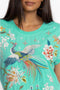 Johnny Was Ceretti Relaxed Tee Flowers Sea Blue Floral Bird Cotton tshirt New