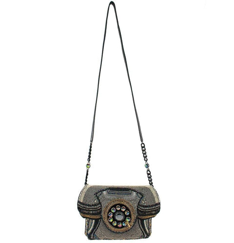 Mary Frances Busy Signal Crossbody Clutch Rotary Phone Handbag Beaded Bag New