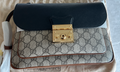 Gucci Tri Color GG Supreme Canvas and Leather Medium Padlock Shoulder Bag NEW Brown Black