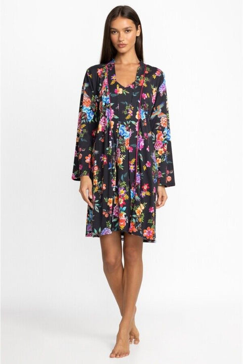 Johnny Was Sognatore Neros Long Pj Set Floral Home Lounge Pajama Black Large NEW