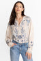 Johnny Was Alessa Tunic Long Sleeves Top Shirt Floral Embroidery Shell White New