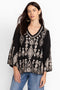 Johnny Was Liona Velvet Kimono Sleeve Dress Flowers Embroidery Black Floral New