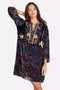 Johnny Was Clara Burnout Leda Button Top Floral Navy Blue Black Velvet Shirt NEW