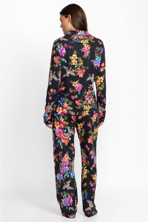 Johnny Was Sognatore Neros Long Pj Set Floral Home Lounge Pajama Black Large NEW