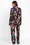 Johnny Was Sognatore Neros Long Sleeve PJ Set Floral Lounge Pajama Black New