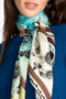 Johnny Was Emillia Silk Scarf Blue Flowers Square Large Beige Scarves Floral Tassels NEW