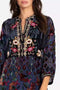 Johnny Was Clara Burnout Leda Button Top Floral Navy Blue Black Velvet Shirt NEW