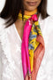 Johnny Was Emboy Scarf Flowers Silk Square Large Floral Pink Yellow Scarves New
