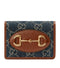 Gucci Horsebit 1955 GG Card Case Wallet Brown Leather Denim Italy New