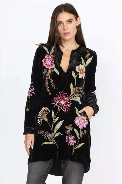 JOHNNY WAS MERIAH VELVET DUSTER COAT Long Sleeve Floral GOLDEN HOUR Top New