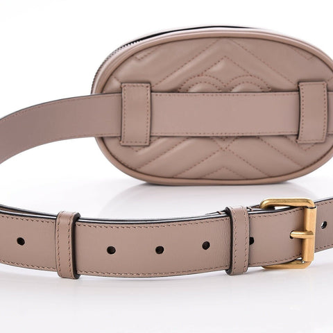 Gucci GG Marmont Belt Bag Matelasse Leather Gold Handbag Chevron Rose Bag New