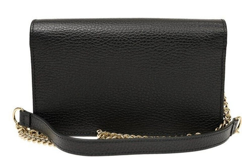 Gucci GG Black Crossbody Handbag Calf Leather Gold Chain Purse Bag Italy NEW