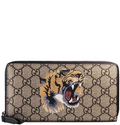 Gucci Tiger GG Canvas Monogram Long Zipper Wallet Brown Italy Box Wallets New