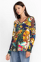 Johnny Was Kimbra Favorite Long Sleeve Shirt V Neck Swing Tee Floral Top NEW