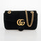 Gucci Black Velvet Marmont Matelasse GG Shoulder Bag Handbag New