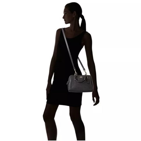 Coach Mini Nolita Satchel Polished Leather Shoulder Bag Handbag Purse Black NEW