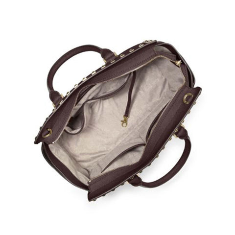 Michael Kors Selma Gold Studded Large Tote Bag Leather Coffee Brown Handbag NEW