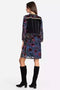 Johnny Was Clara Burnout Leda Button Top Floral Navy Blue Black Velvet Shirt NEW