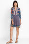 Johnny Was Vember Burnout Gweneth Dress Flowers Velvet Floral Blue New