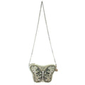 Mary Frances Flitter & Gleam Crossbody Butterfly Handbag Beaded Silver Bag New