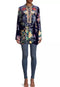 Johnny Was Bouquet Burnout Nephele Tunic Embroidered Floral Top Shirt Blue NEW