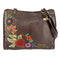 Mary Frances Mix It Up Brown Shoulder Leather Bag Handbag Bead Winter Floral New