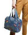 Johnny Was Cara Denim Duffle Tote Jean Blue Embroidery Bag Handbag Purse New