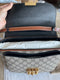 Gucci Tri Color Supreme Shoulder Bag Leather Handbag Gold Black Brown Purse NEW
