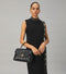 Tory Burch Kira Small Black Leather Single Top Handle Quilted Satchel Bag New