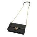 Gucci GG Black Crossbody Handbag Calf Leather Gold Chain Bag Italy New