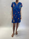 Johnny Was Jessi Button Front Linen Dress Floral Embroidery Flowers Blue New