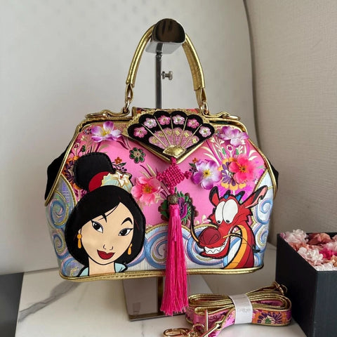 Irregular Choice Disney Mulan Let Dreams Blossom Bag Gold Pink Handbag Purse NEW