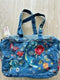 Johnny Was Cara Denim Duffle Tote Jean Blue Embroidery Bag Handbag Purse New