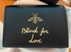 Gucci Blind For Love Bee Black GG Foldover Snap Wallet Italy Leather New