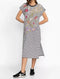 Johnny Was Osaka Relaxed Knit Dress Cotton Special Embroidery Pink Floral Black New