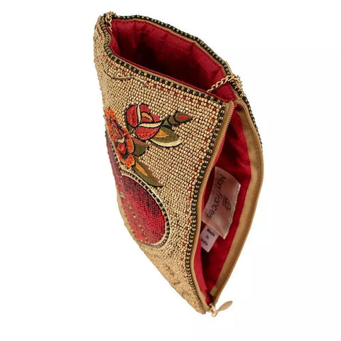 Mary Frances I Love Peace Red Heart Handbag Crossbody Phone Bag Gold Purse NEW